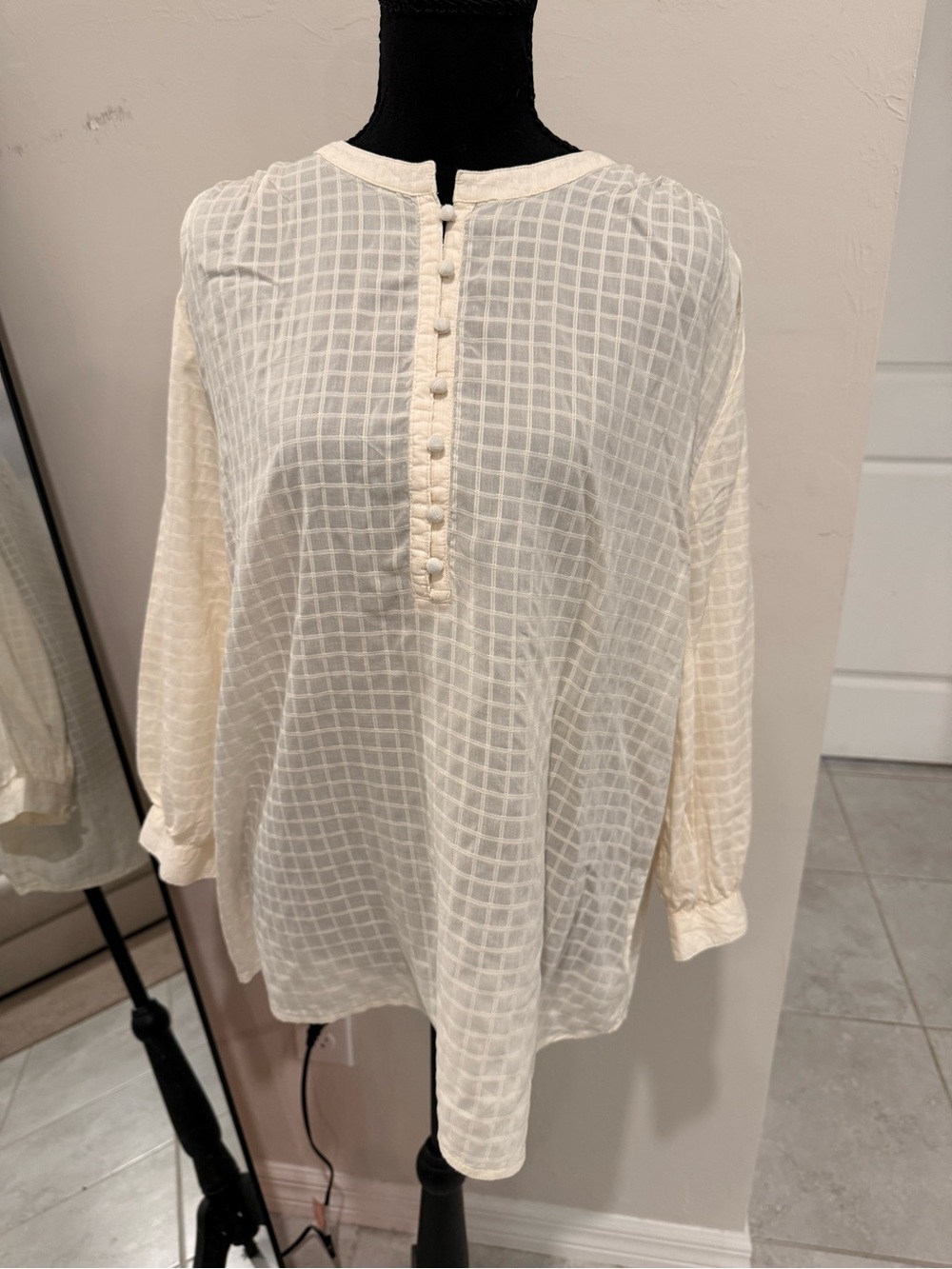 St. John's Bay Cream Textured Button-Front Tunic